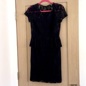 DKNY black peplum lace dress size 2